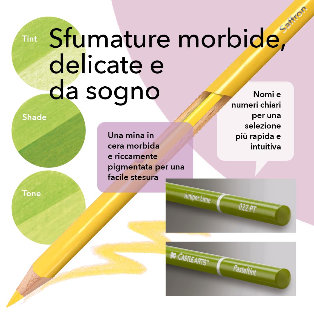 Castle Art Supplies Set di Matite Colorate in Tinta Pastello 48 Colori Cofanetto di Metallo