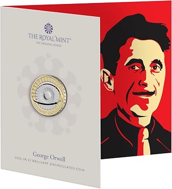 The Royal Mint - George Orwell 2025 UK  2 Brilliant Uncirculated Coin - Celebrating the Life and Legacy of George Orwell, Known For His Critically Acclaimed Novels Animal Farm and 1984