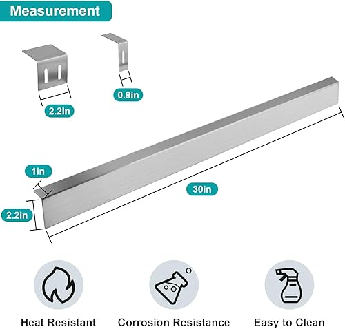 Miniatura 7 de Llenador de huecos para estufas de 30 pulgadas, kit de llenado trasero de rango deslizante  Protector contra salpicaduras de acero inoxidable para