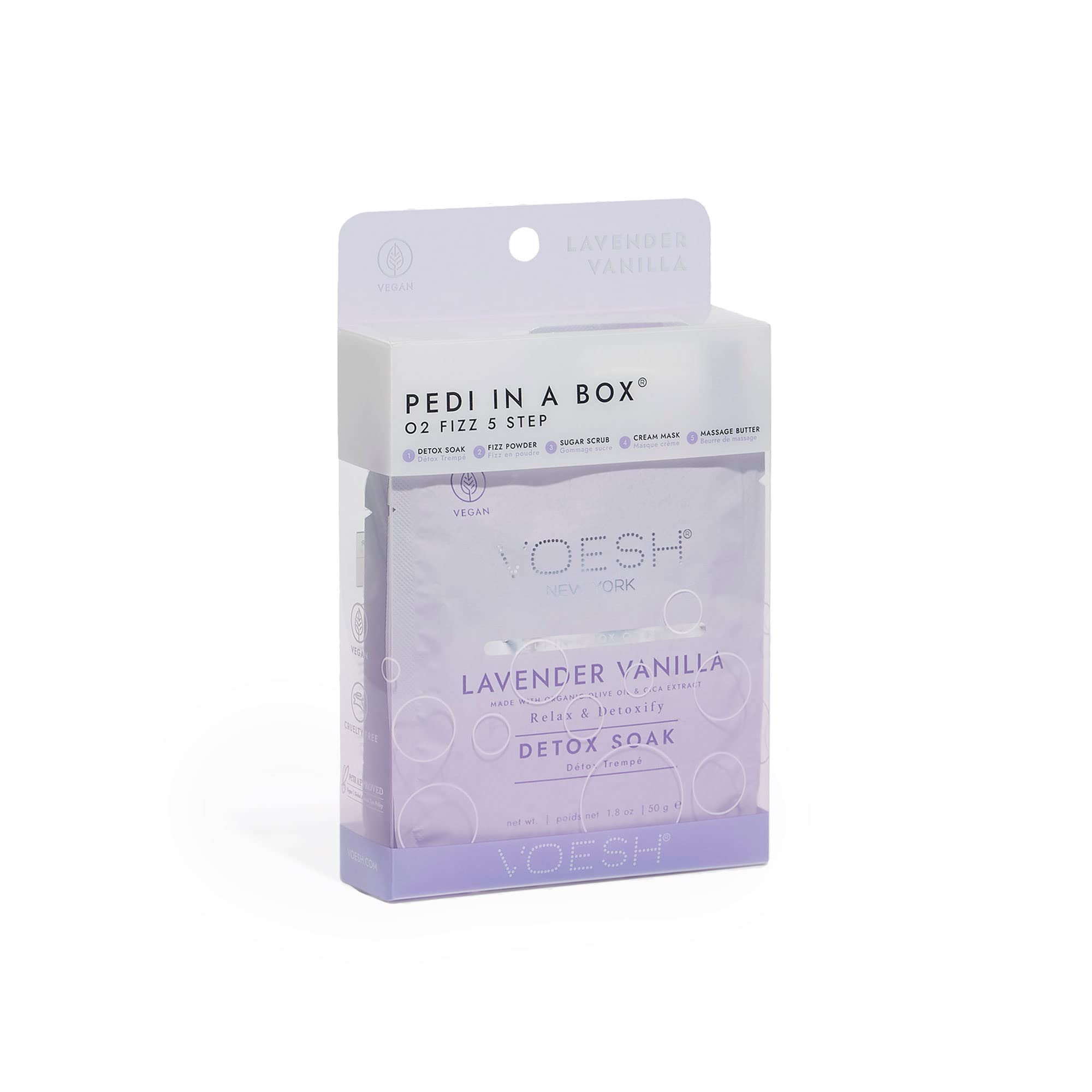 VOESHPedi in A Box 02 Fizz- Intensive Foot Treatment, Lavender Vanilla Scent, 5-step Pedi, Pedi in A Box, Foot Care, 02 Fizz, DIY Pedi, At Home Pedi, Spa Treatment