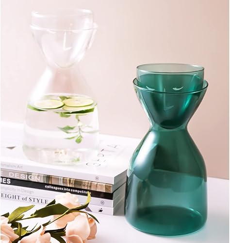 Miniatura 6 de Juego de jarras de agua y vasos de noche, jarra de vidrio creativa con taza incorporada, jarra de vidrio resistente al calor y al frío, juego de