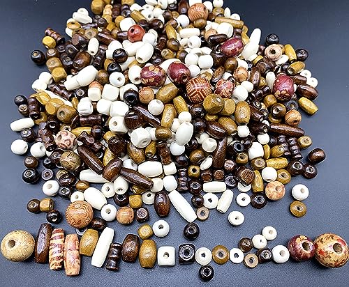 1020 Pcs Printed Wooden Bead Assorted African Beads, Loose Wood Beads Macrame Supplies, Natural...
