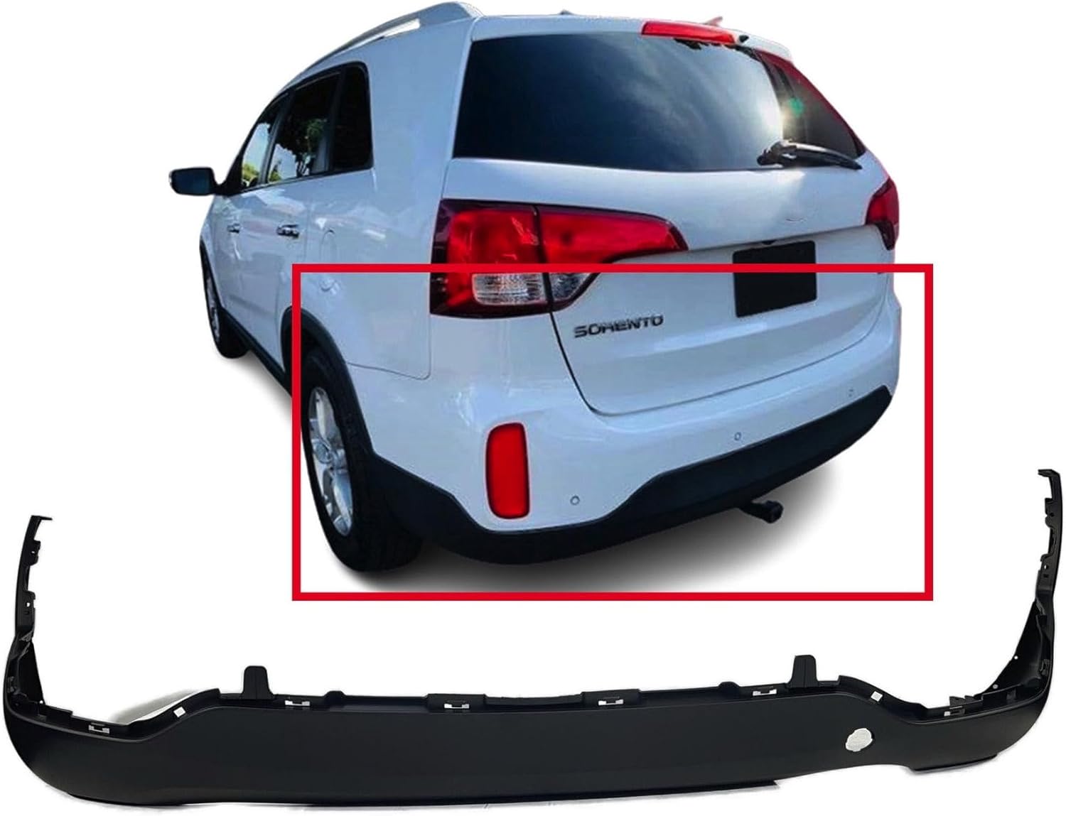 FitParts Compatible With Rear Lower Bumper Cover 2014 2015 Kia Sorento KI1115102 EX LX Limited SX. Ready to paint. 866121U500