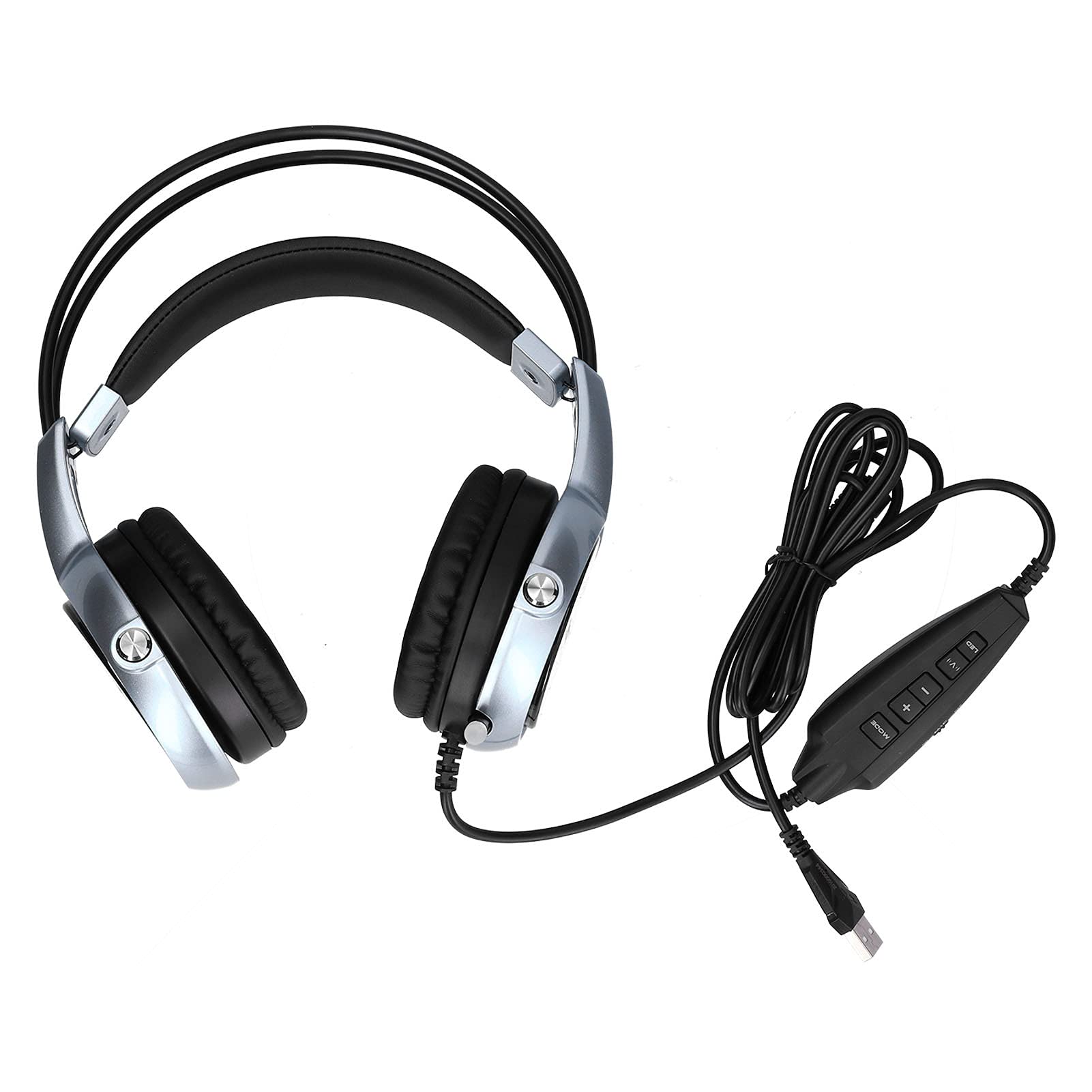Wielokanałowy Zestaw Słuchawkowy do Gier z Basami Stereo i Dźwiękiem Przestrzennym RGB z Mikrofonem dla Graczy PC Mikrofon Dookólny (Niebieski)