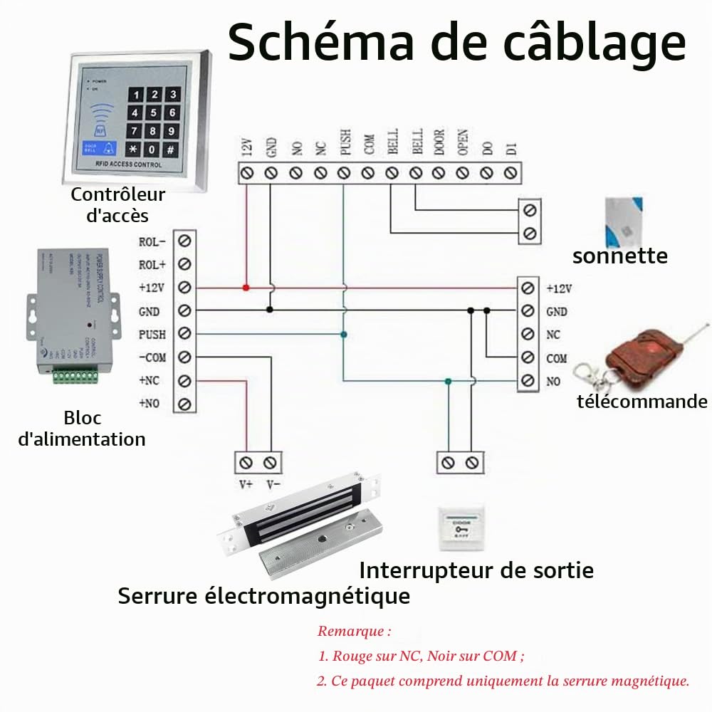 180KG/350lbs Serrure magnétique électrique DC12V Installation intégrée Serrure électromagnétique étanche NC Fail Safe pour système de contrôle d'accès Porte en bois/métal/verre