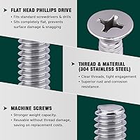 Vista 6 de Tornillos de máquina de cabeza avellanada plana de 1/4-20 x 1-1/4", Phillips Drive, acero inoxidable 304 18-8, rosca completa, rosca gruesa UNC, 25