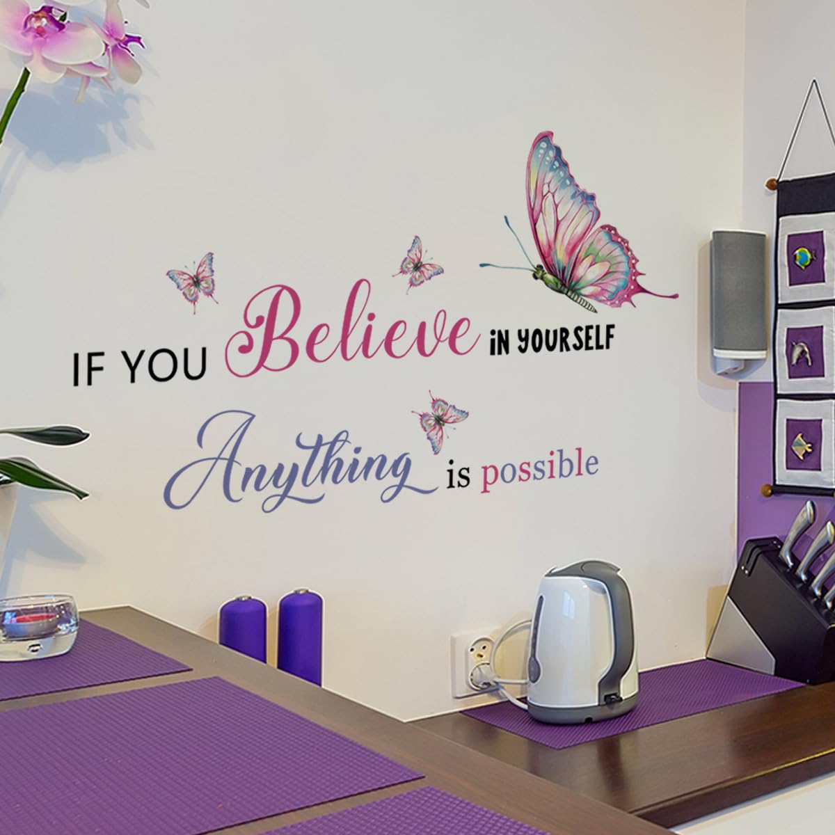 Believe in Yourself Positive Quotes Inspirational Wall Decals for Girls Bedroom Removable Colorful Office Decor for Women Vinyl Motivational Stickers