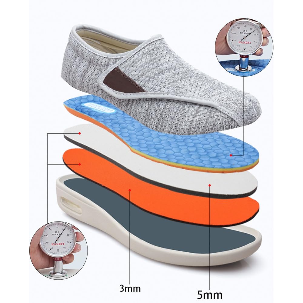 Damskie trampki ortopedyczne, regulowane, szerokie, wygodne letnie buty damskie dla diabetyków z obrzękiem podeszwy, zapaleniem powięzi podeszwy, haluksami, zapaleniem stawów
