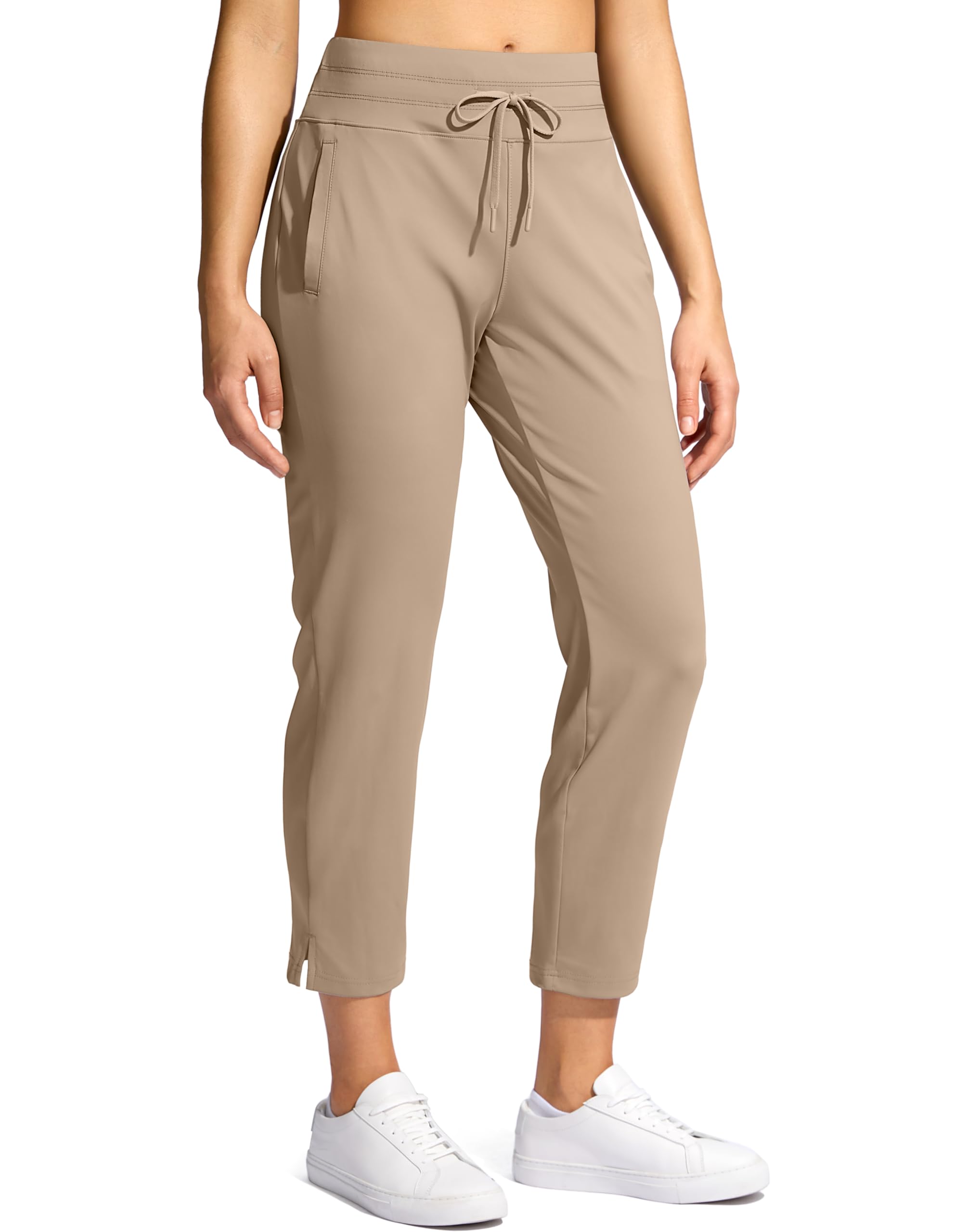 YYV Women's Pants with 3 Pockets High Waisted Golf Athletic Pants 7/8 Stretch Ankle Pants for Women Workout Travel Casual