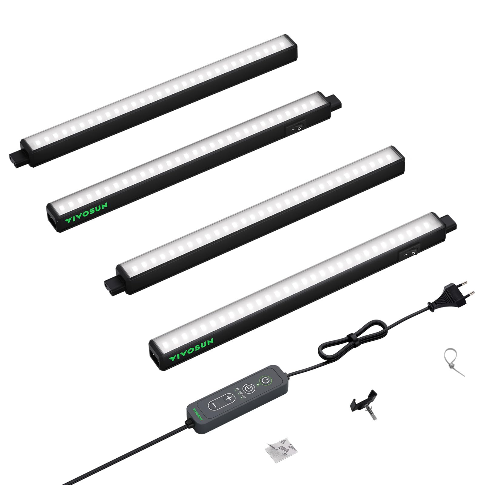 VIVOSUN T5 LED Pflanzenlampe 30 cm, 5000K Vollspektrum Grow Lampe, 28W (4x7W) Grow Light mit Timer & Dimmer, für Growzelt, Anzucht, Hydroponik & Indoor Pflanzen, SGS kompatibel, 4er Set