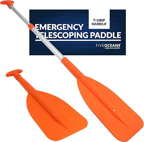 Five Oceans Paleta telescópica de emergencia, paletas de barco, paleta naranja flotante, se extiende de 21 a 42 pulgadas, diseño compacto para un