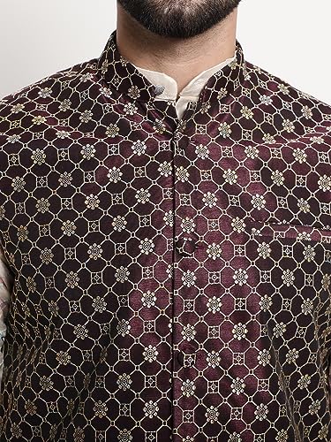 Image of SOJANYA (Since 1958 Men's Silk Blend Kurta and Pyjama with Nehru Jacket