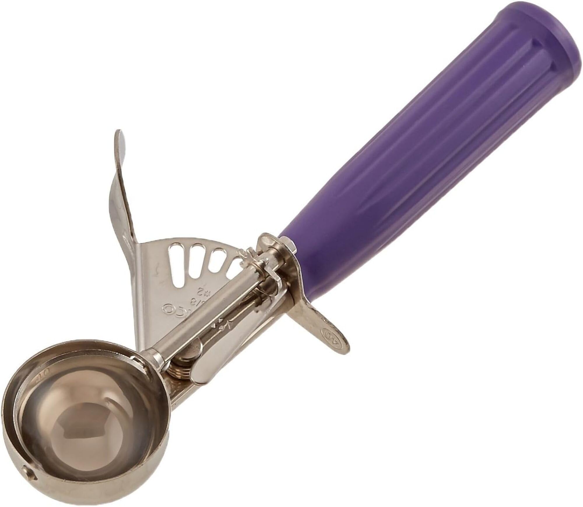 Size 40 Cream Ice Cream Disher by Winco – Size 40, 7/8 oz capacity, 0.875 ounces, Stainless Steel, Purple, Stainess Steel, Model ICD-40