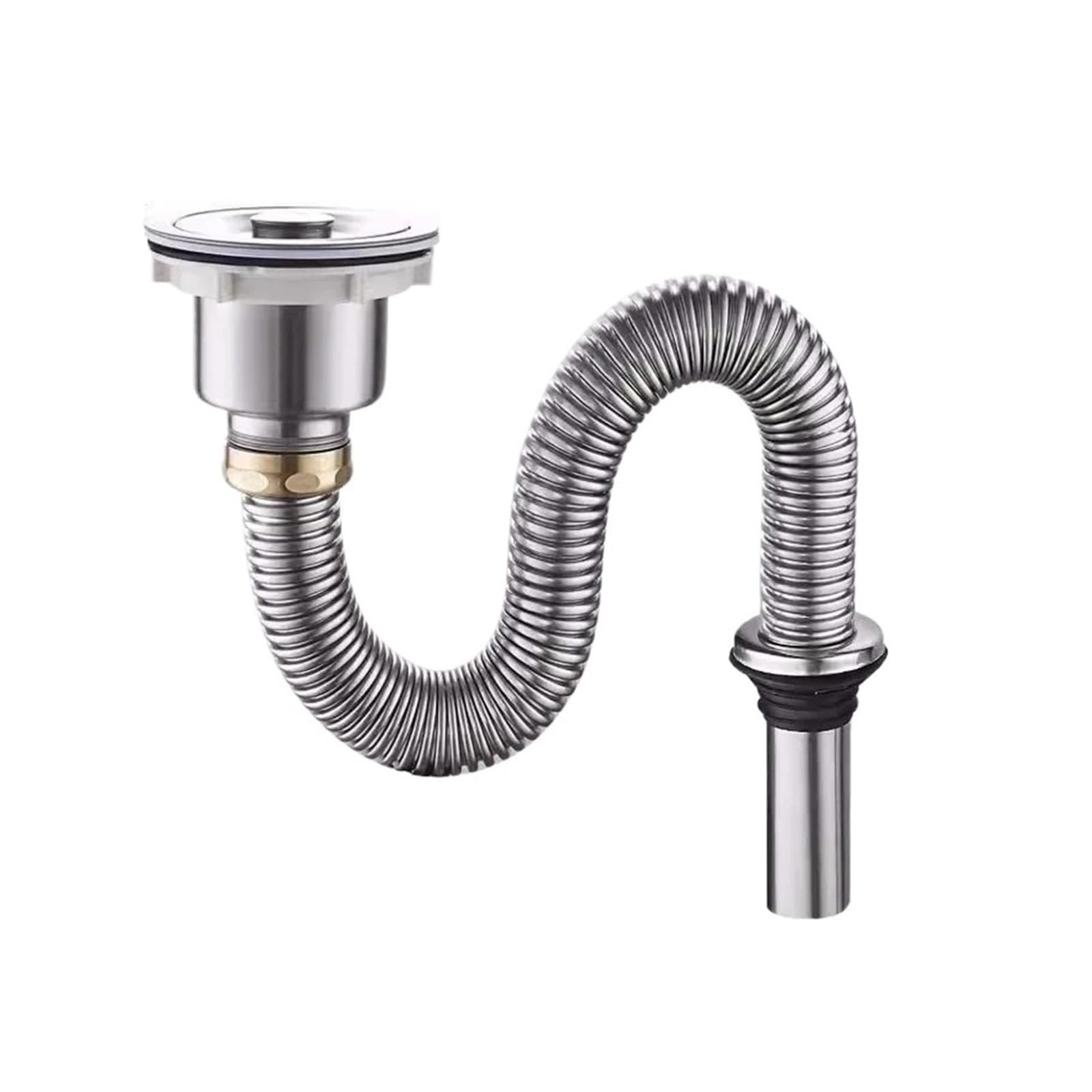 Tubo de desagüe de fregadero de acero inoxidable para cocina | Tubo de desagüe universal, colador, acero inoxidable(80cm)