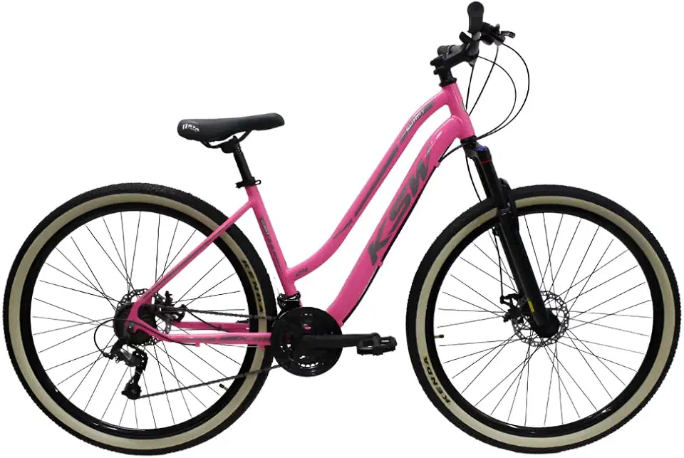 Bicicleta KSW Sunny Feminina em Aluminio Aro 29 Rebaixada Retro 21 Marcha Relação 3x7com Freio a Disco e Suspensão de 80mm