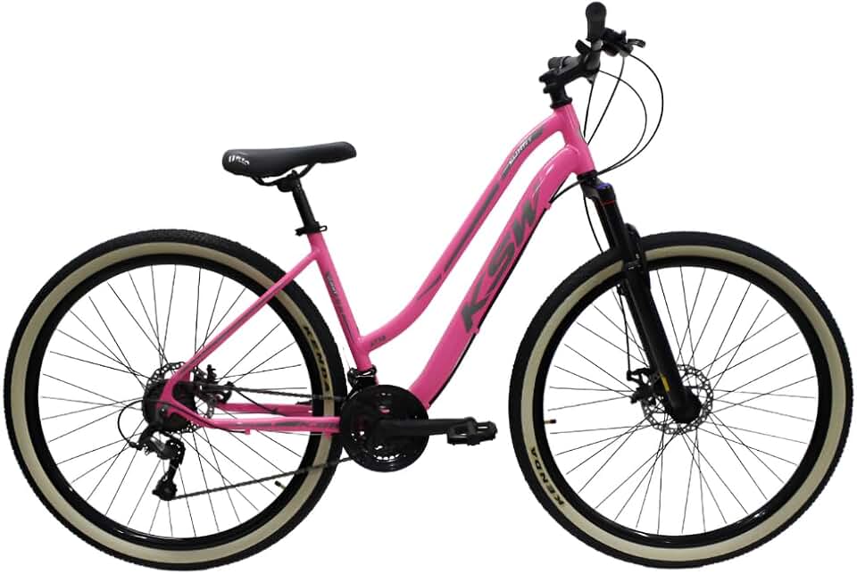 Bicicleta KSW Sunny Feminina em Aluminio Aro 29 Rebaixada Retro 21 Marcha Relação 3x7com Freio a Disco e Suspensão de 80mm