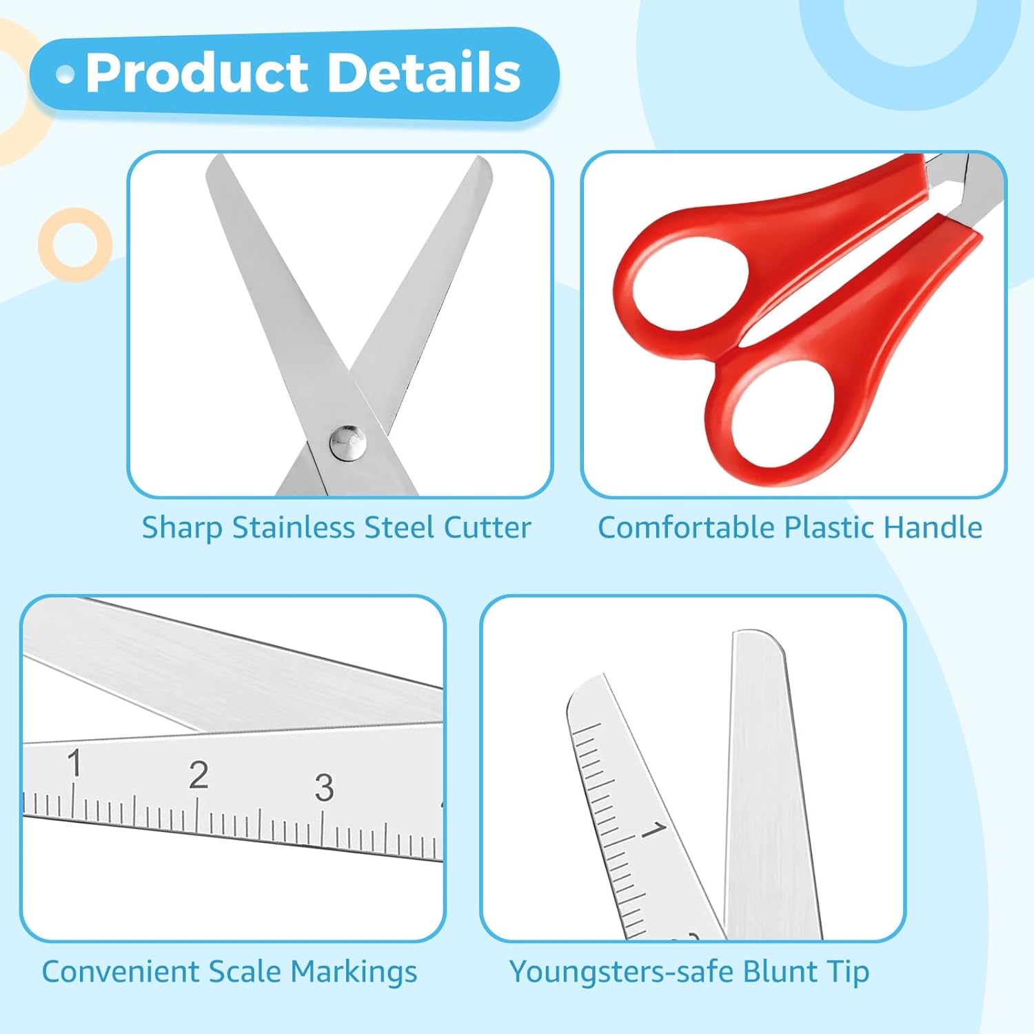 200 Pcs Small Craft Scissors, 5.2×2.2" Blunt Tip Safety Scissors, Stainless Steel Craft Scissor, Multi-purpose Craft Supplies for Homes, Offices