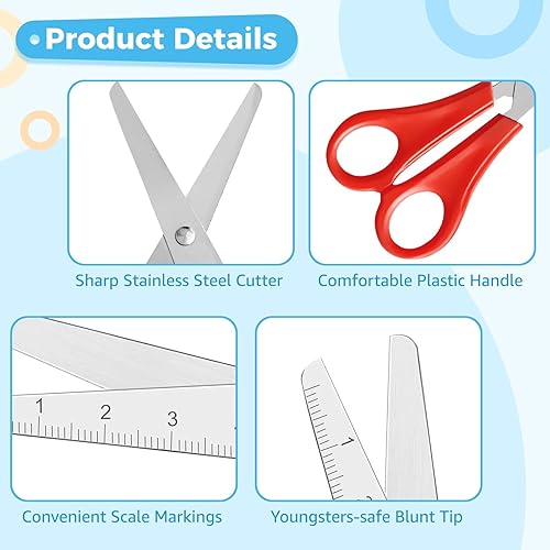 Miniatura 3 de 200 tijeras pequeñas para manualidades, tijeras de seguridad de punta roma de 5.2 x 2.2 pulgadas, tijeras de acero inoxidable, suministros de