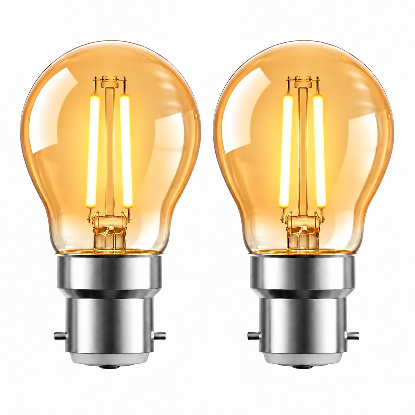 B22 Vintage Bayonet LED Light Bulb 2W, 2200K Warm White, G45, 2 Pack