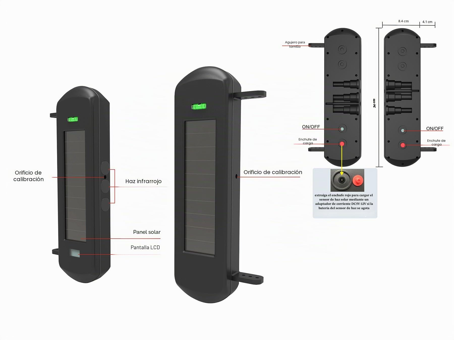 HTZSAFE Sistema de Alarma de Entrada inalámbrica Solar | 1/2 Milla de Largo Rango de transmisión, 300 pies de Ancho, Rango de Sensor