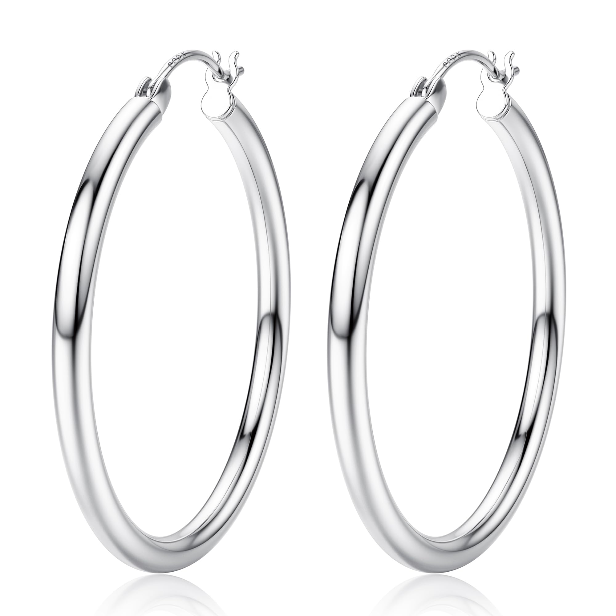 ORAZIO Pendientes de Aro Grande de Plata de Ley 925 Chunky Huggie Pendientes para Mujeres Niñas, Ligero Gran Círculo Pendientes, Hipoalergénico Oversize Círculo Redondo Fino Aro Regalos de Joyería