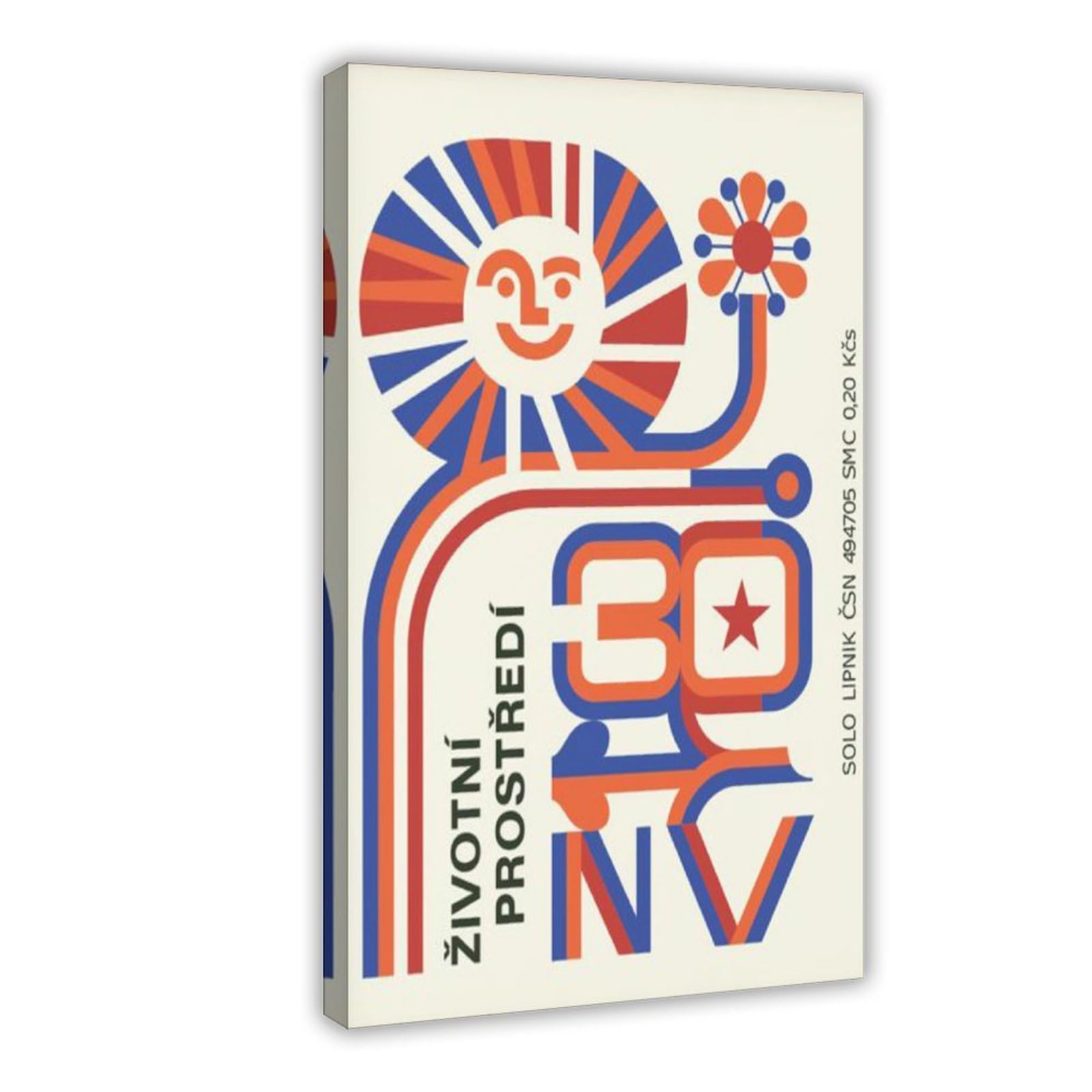 GJtyRFH Soviet Matchbox Label Hippie Sun Mid Century Modern Czech Daisy Face Woodstock Canvas Modern Poster Wall Art Prints Paintings Living Room Bedroom Decor 24" L X 36" W