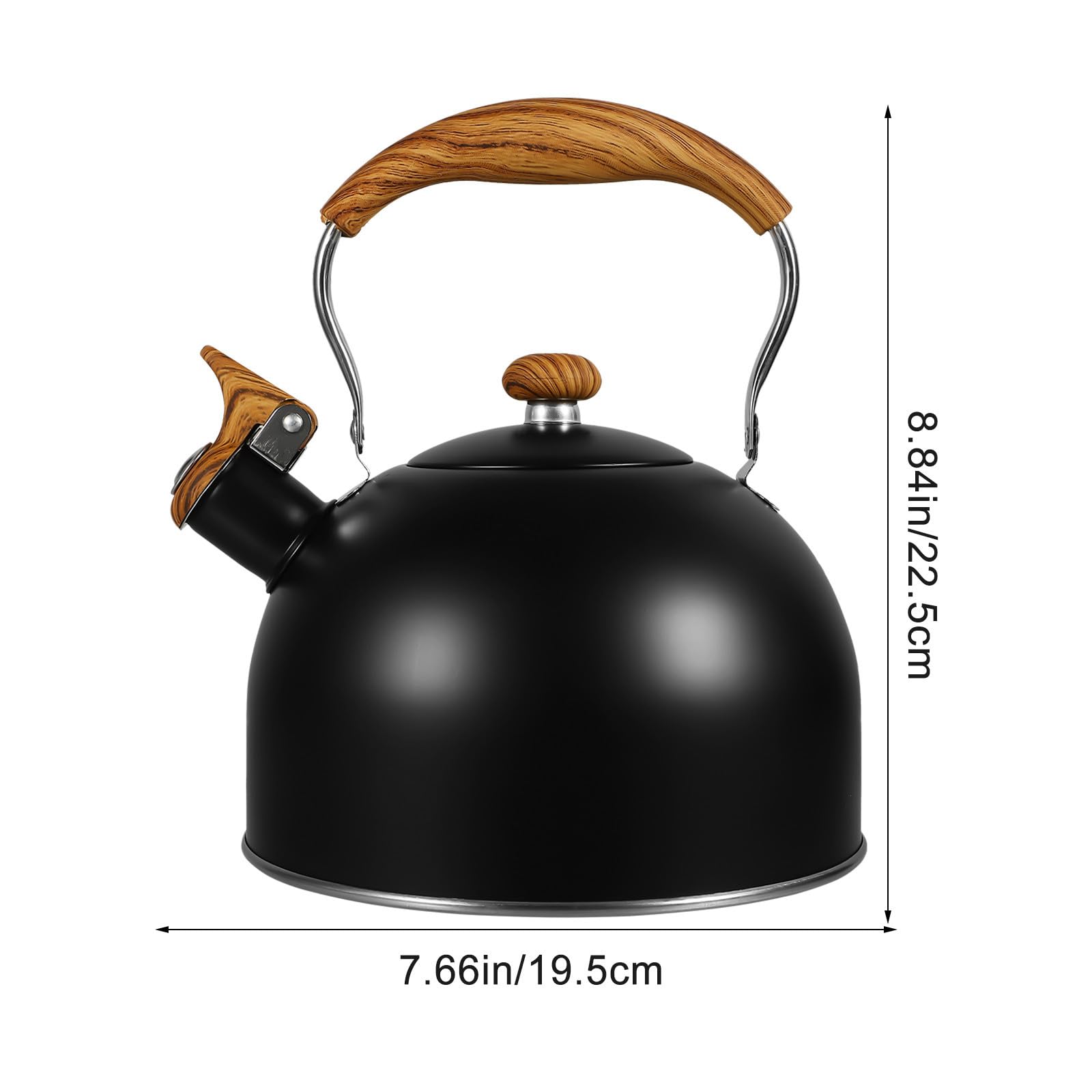 Outanaya Bollitore per Tè Domestico da 2.5l Manico in Legno, Acciaio Inossidabile, Riscaldamento Rapido e Fischio Automatico, Design Elegante per Cucina