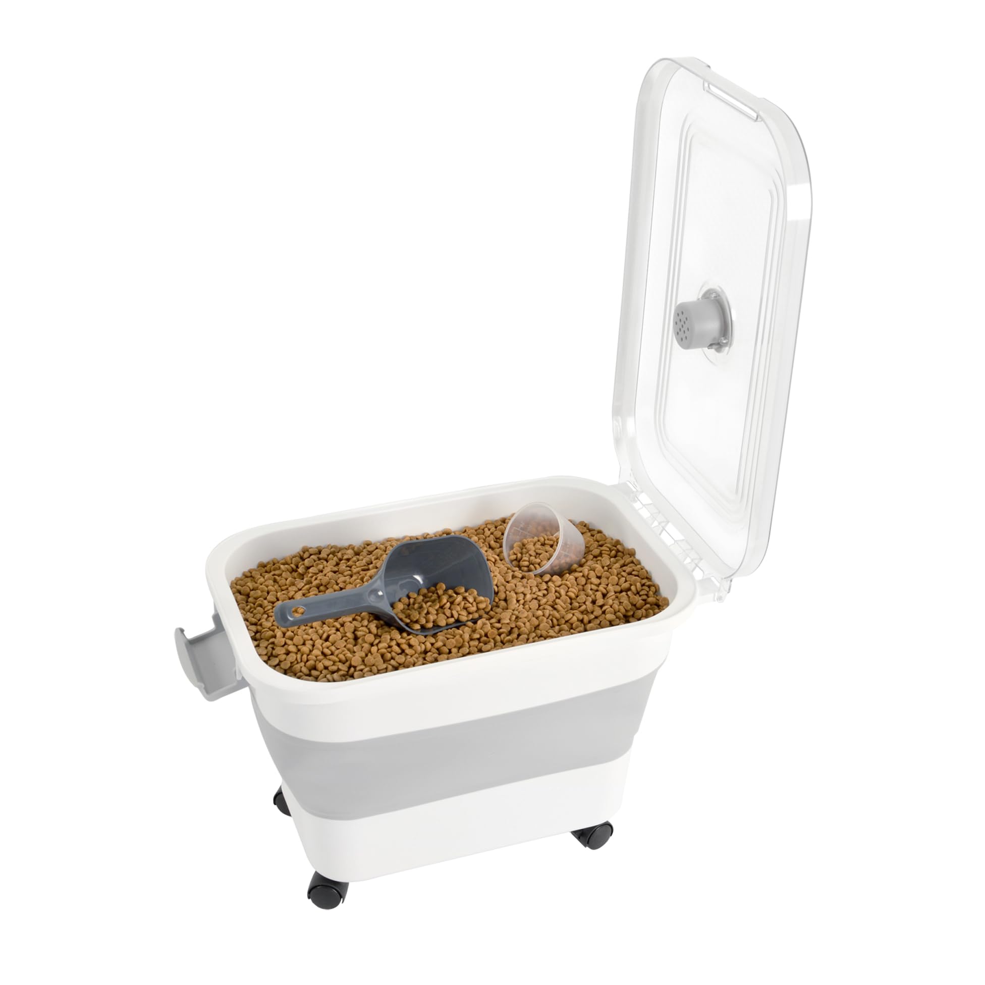 Love Story, Contenitore per crocchette retrattile 20L con paletta 44,8 x 28,3 x 28,1 cm Bianco Grigio