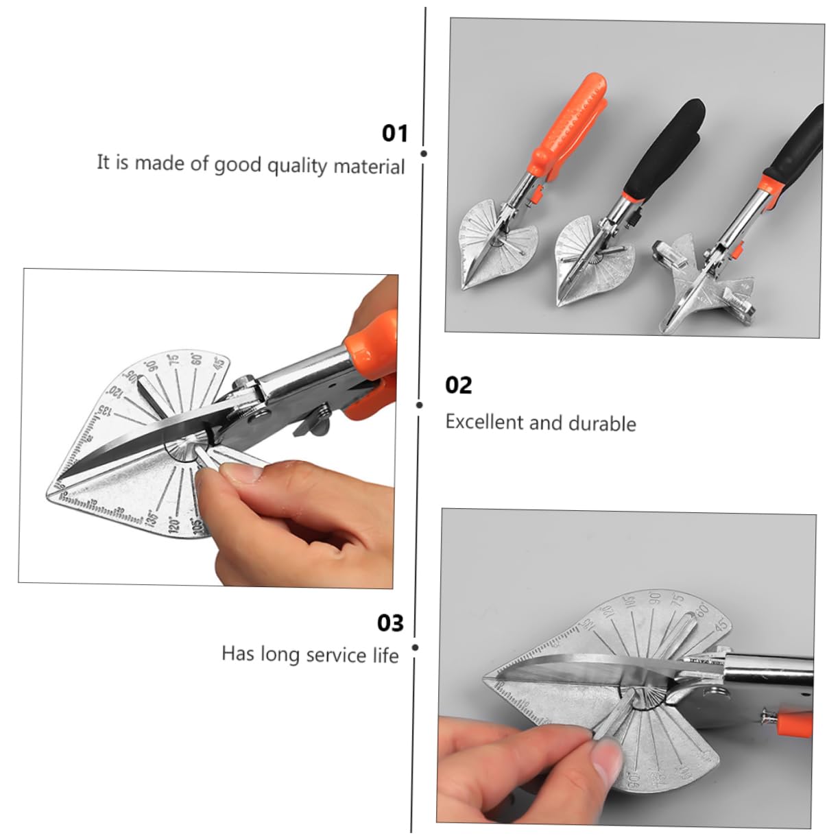 WOONEKY Tijeras Herramienta Manual de Acero y Pvc para Canaletas Multiángulo Ángulo de Corte Ajustable Naranja para Carpintería y Molduras de Madera