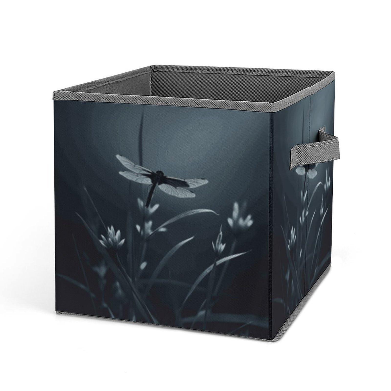 JTREHY Dragonfly Silhouette Storage Bins Sturdy Large Capacity Folding Sorting Boxes Convenient Stable Storage Box Collapsible Fabric Storages Cubes Organizer with Handles
