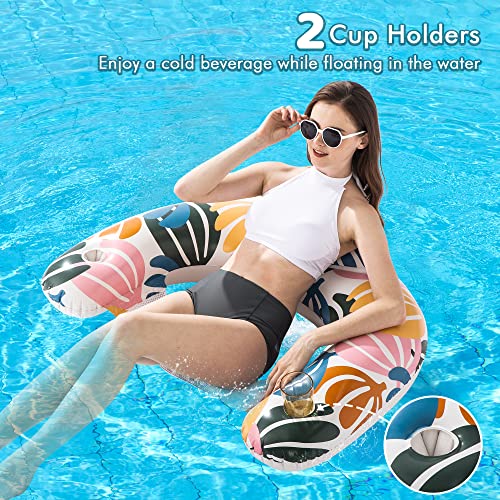 Stonful 2 Pack Pool Floats Chair, Inflatable Pool Lounge Floats Adult Size With Cup Holder, Floating Lake Raft Swimming Pool Toys Party Floaties For Pool Summer Beach #TOP2