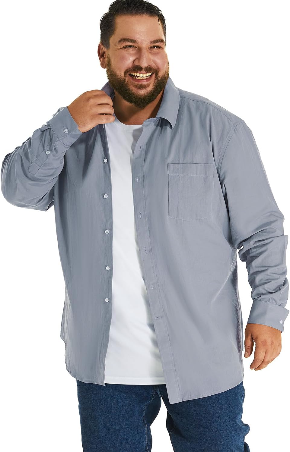 HOdo Big and Tall Mens Cotton Button Down Shirt 3XL-6XL - Image 3