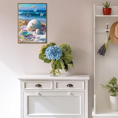 Miniatura 7 de SENHAI Kits de arte de diamantes de playa para adultos, juego de 2 juegos de arte de diamantes de mar, juego de arte de diamantes 5D para adultos