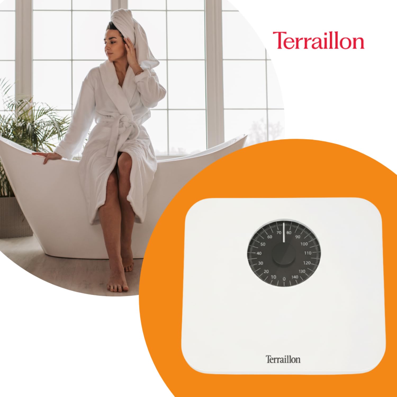TERRAILLON - Bilancia pesapersone meccanica - Grande capacità 150 kg - Modello "Nautic", bianco