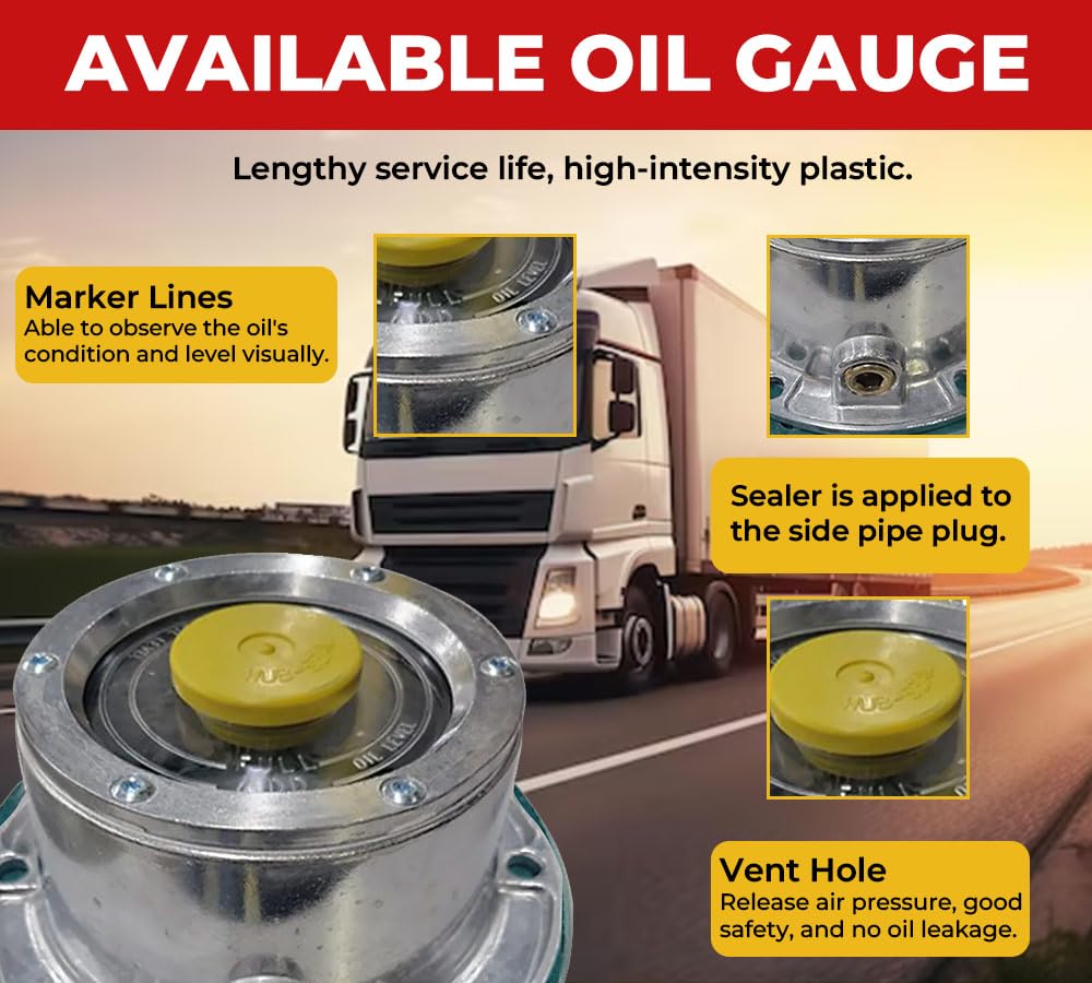 Mytee Products 4 Pack 3434009 Aluminum Trailer Hub Cap w/Yellow Rubber Plugs & Gasket - 6 Holes Hub Cap for Trailer Axle, Replacement for Stemco 343-4009