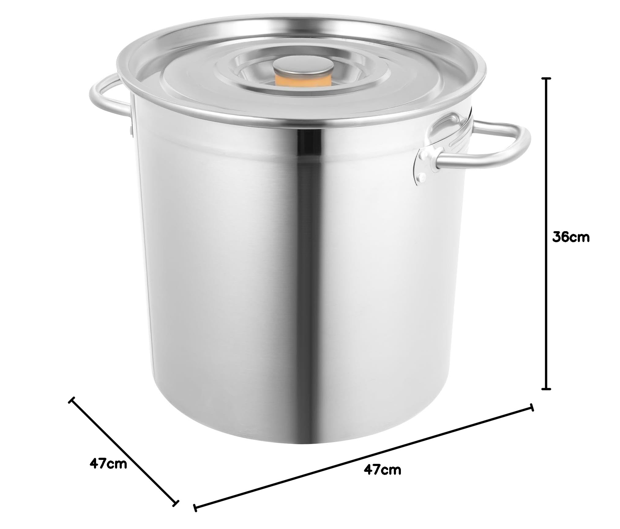 Pentola grande da 35 l, in acciaio inox, con coperchio, per fornelli a gas, elettrici, a induzione, argento