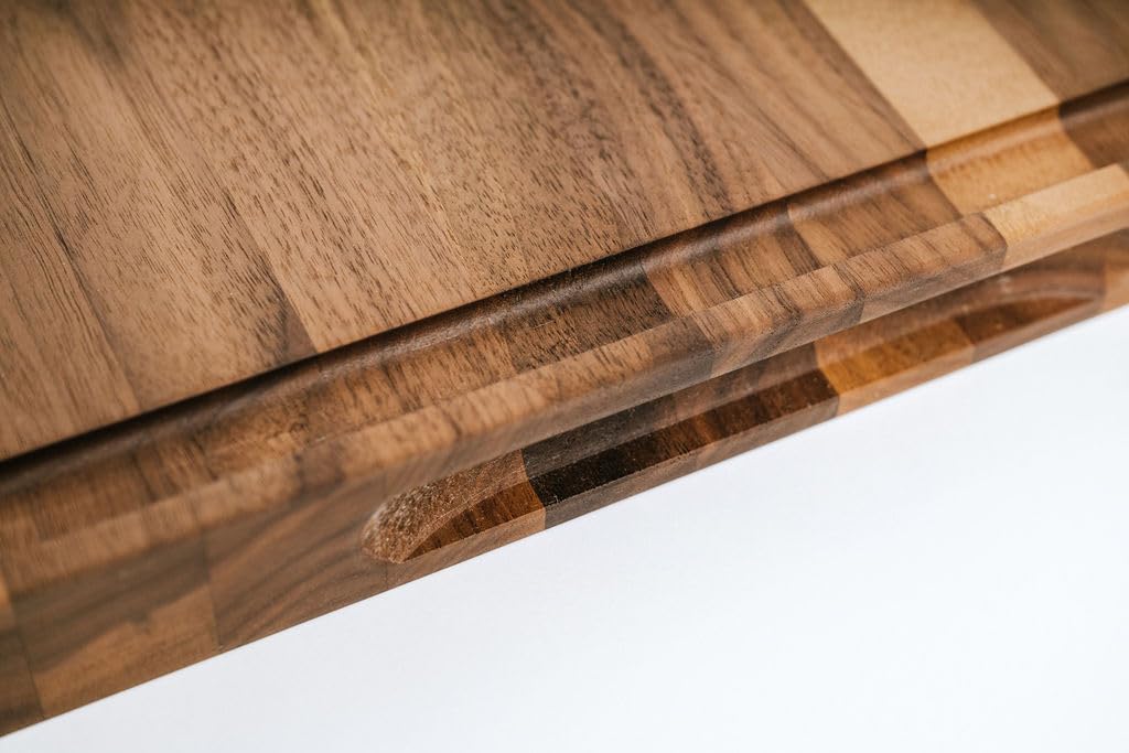 Tabla de cortar hecha a mano de madera de nogal natural barnizada | comestible para la preparación de alimentos, carne, verduras, pan, galletas y queso (L)