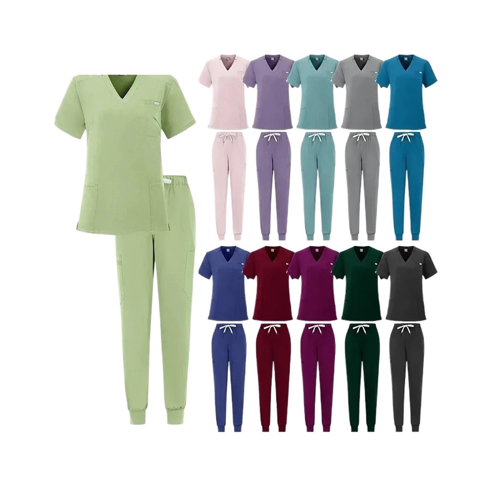Divisa Da Infermiera Scrub uniforme da sala operatoria Scrub da lavoro ospedaliero Set Forniture mediche Tuta da lavoro for chirurgia dentale da infermiere Per Cosmetologia E Assistenza Sanitaria(Burg