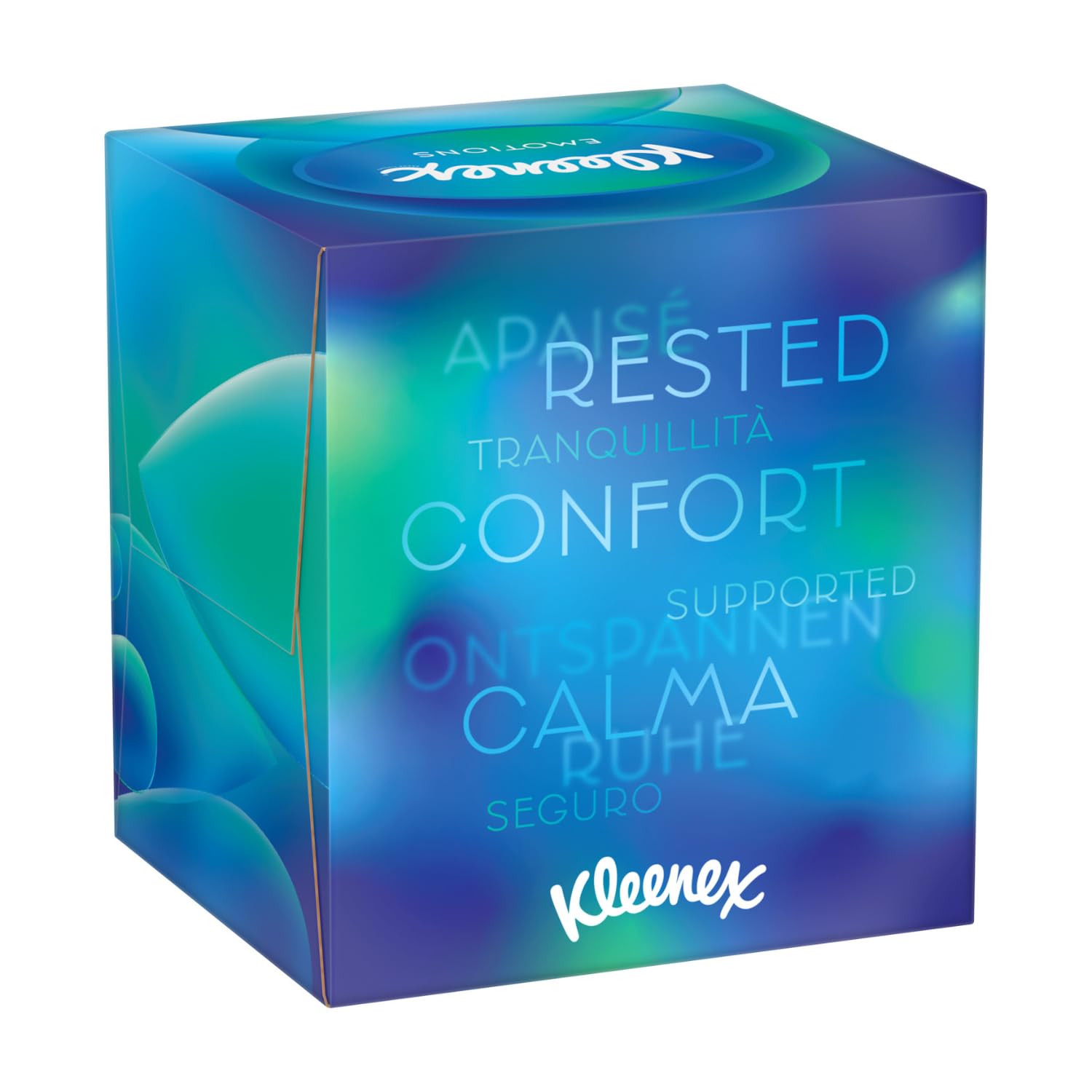 Kleenex Cubo Collection pañuelos de papel 12 cajas de 48 servicios cada una, contiene 4 diseños diferentes, Total 576 pañuelos