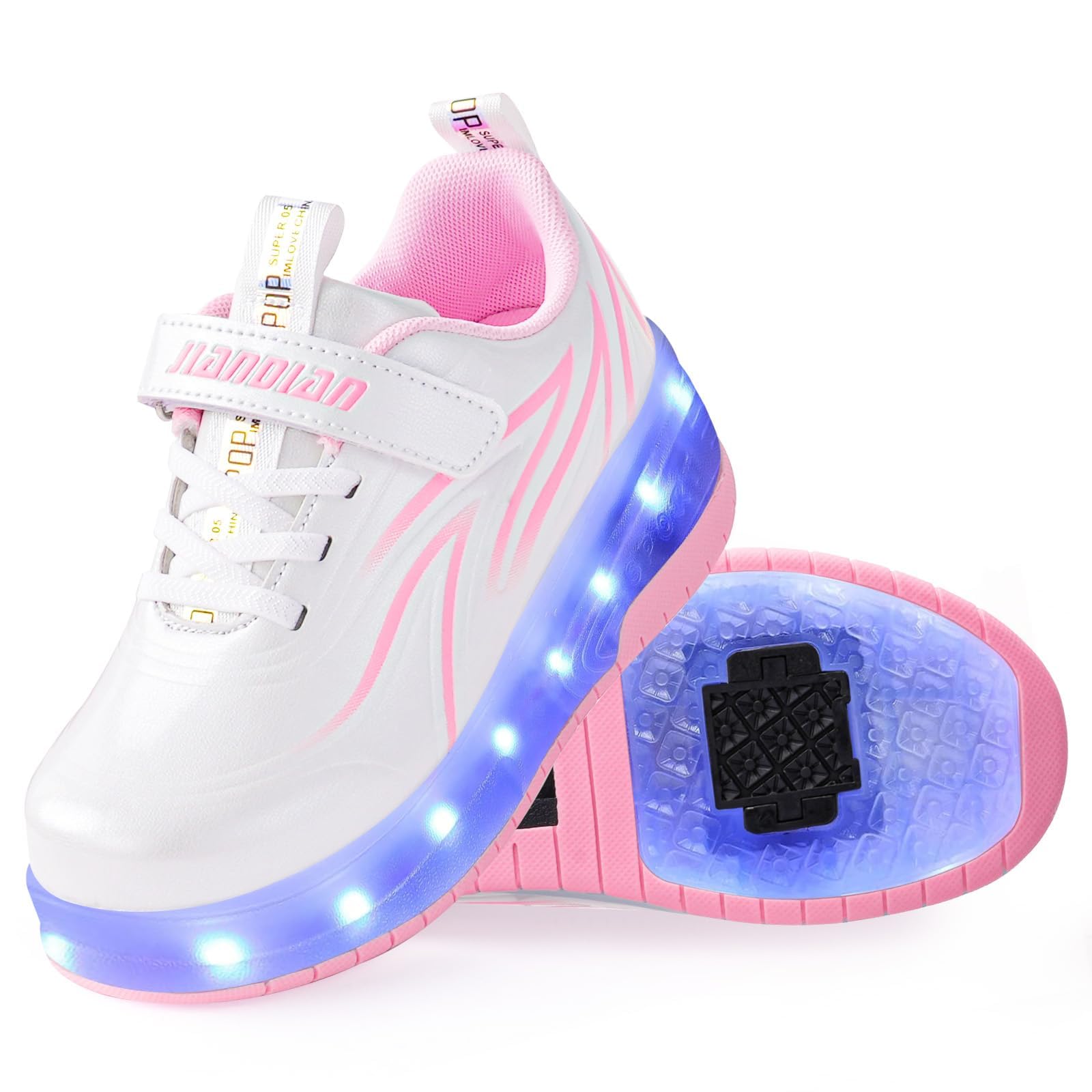 flintronic Zapatillas con Dos Ruedas para Niña, Zapatos con Dos Ruedas para Niñas, Luces LED Coloridos Parpadeante 2 en 1 Zapatos de Skate para Niña, Carga con USB Calzado de Skateboarding