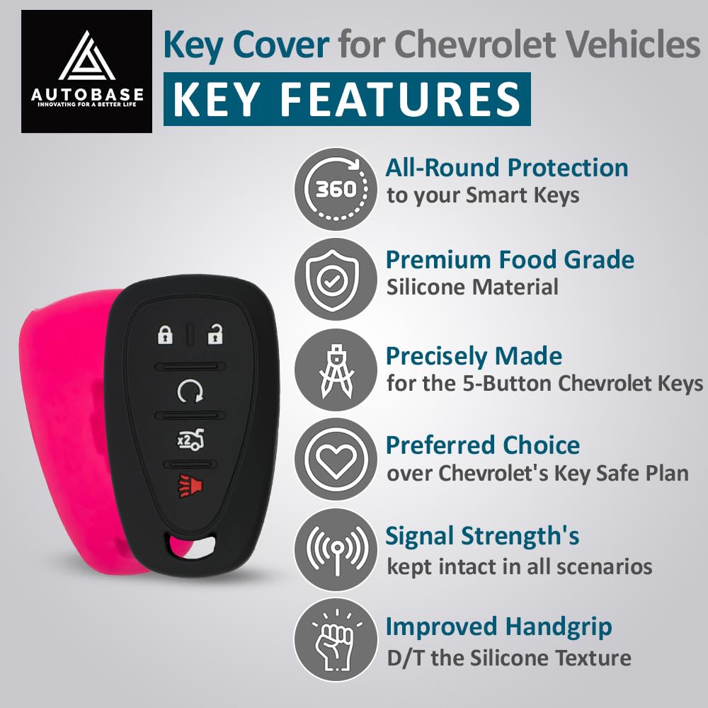Autobase Silicone Key Fob Cover for Chevy Malibu Camaro Trax Traverse Trailblazer Sonic Cruze Blazer Volt Equinox Spark — view 3