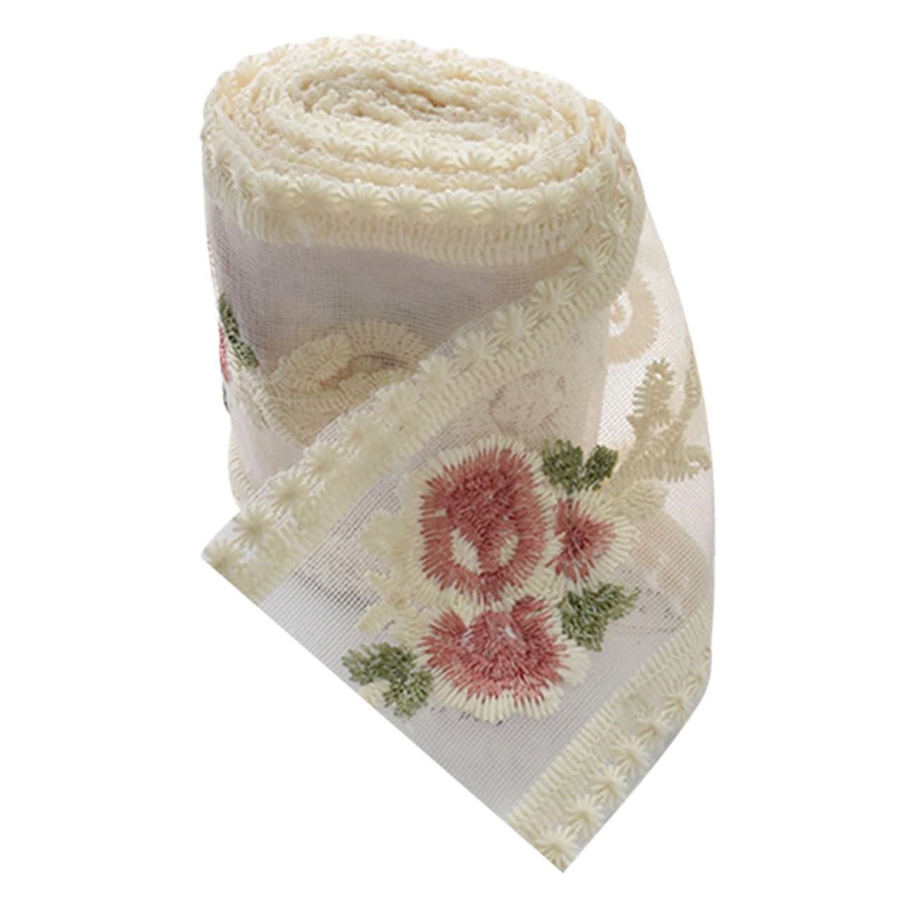 SHINEOFI 5 Di Nastro Di Pizzo Ricamato Floreale Per Realizzare Fiocchi Per Rotolo Di Pizzo Decorativo