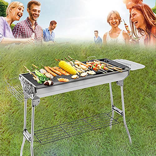 IKAYAA Parrilla de Carbón Plegable Parrilla de Barbacoa Parrilla Barbacoa Acero Inoxidable,Tanque de Carbón Independiente 103 * 67 * 33,4 cm / 42,1 '' * 26,4 '' * 13,2 '' Cover