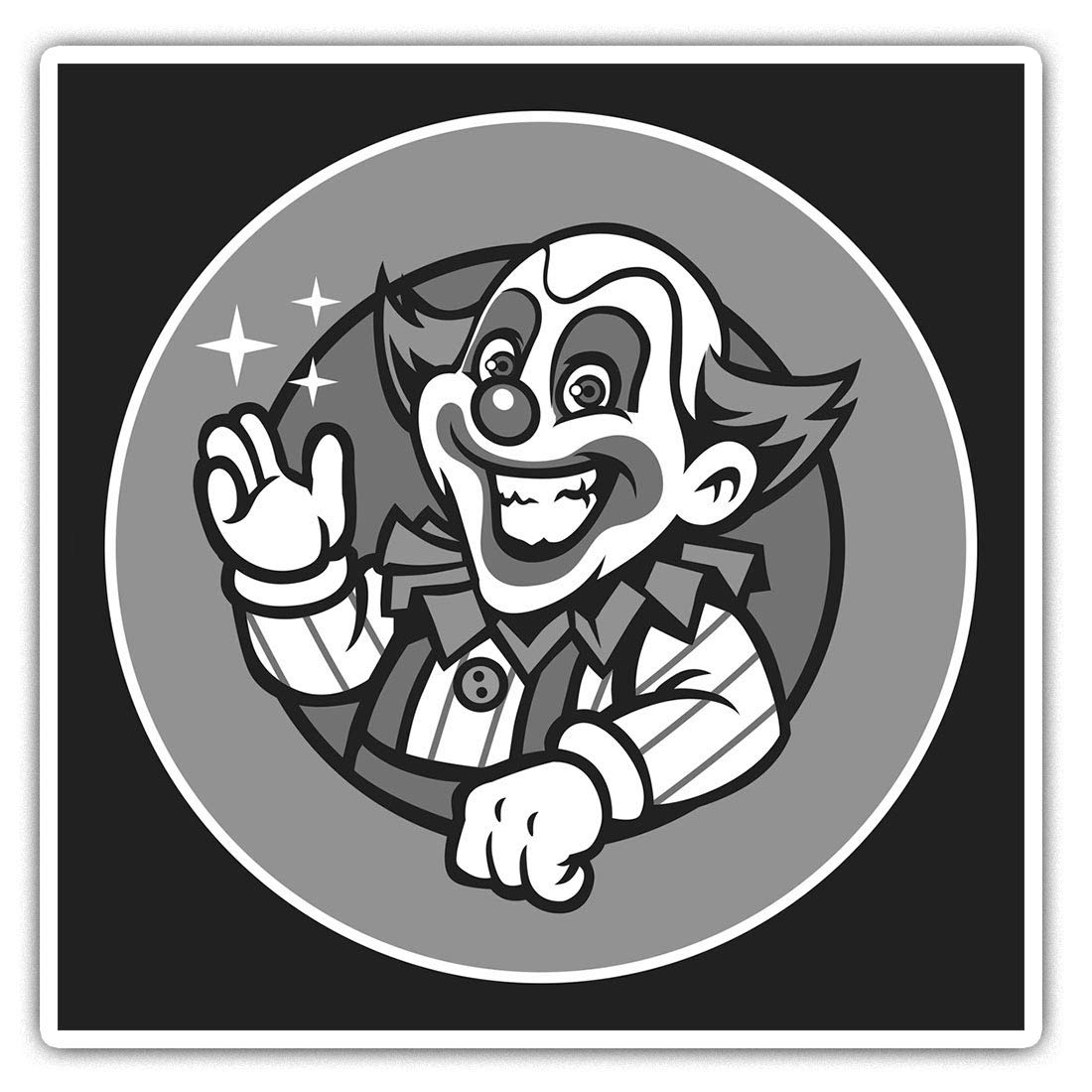 Destination Vinyl Ltd Multi 2 X Square 7.5Cm Vinyl Stickers - Ky Clown Circus Act Joker 39928