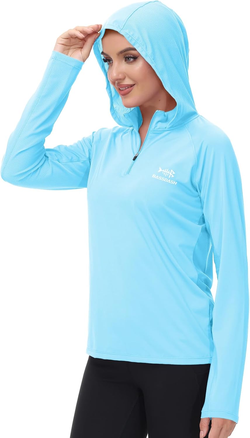BASSDASH Women’s UPF 50+ Performance Hoodie Long Sleeve UV Fishing Hiking Shirt