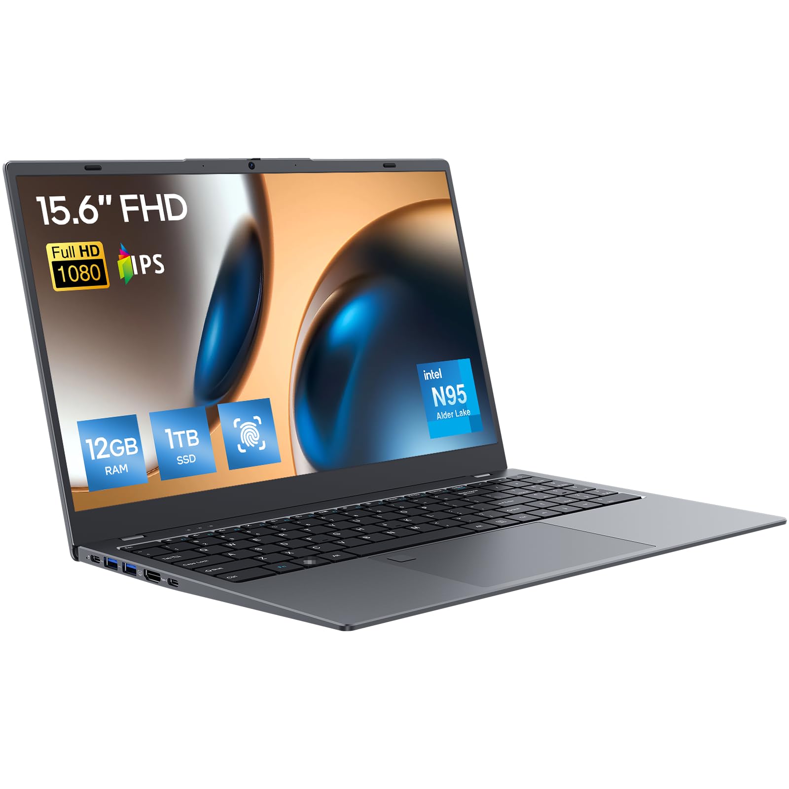 Photo 1 of ECOHERO 15.6" Laptop Computer Intel N95 4-Core 12GB DDR5 1TB SSD (Gray)
