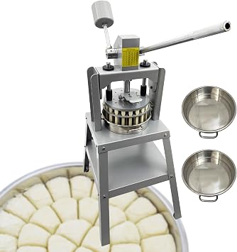 36pcs Manual Dough Divider Vertical Silver Dough Dividing Machine with 2 Stainless Steel Basins Manual Hydraulic Dough Cutter for Bread Making