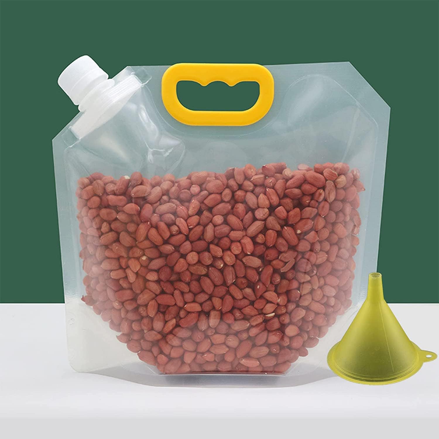 OPIL 10 PCS Grain Moisture-Proof Sealed Bag,Reusable Clear Grain Storage Suction Bags, Stand Up Sealed Odor-Resistant Packaging Bags with Funnel,Safe Waterproof Packaging (1.5L)