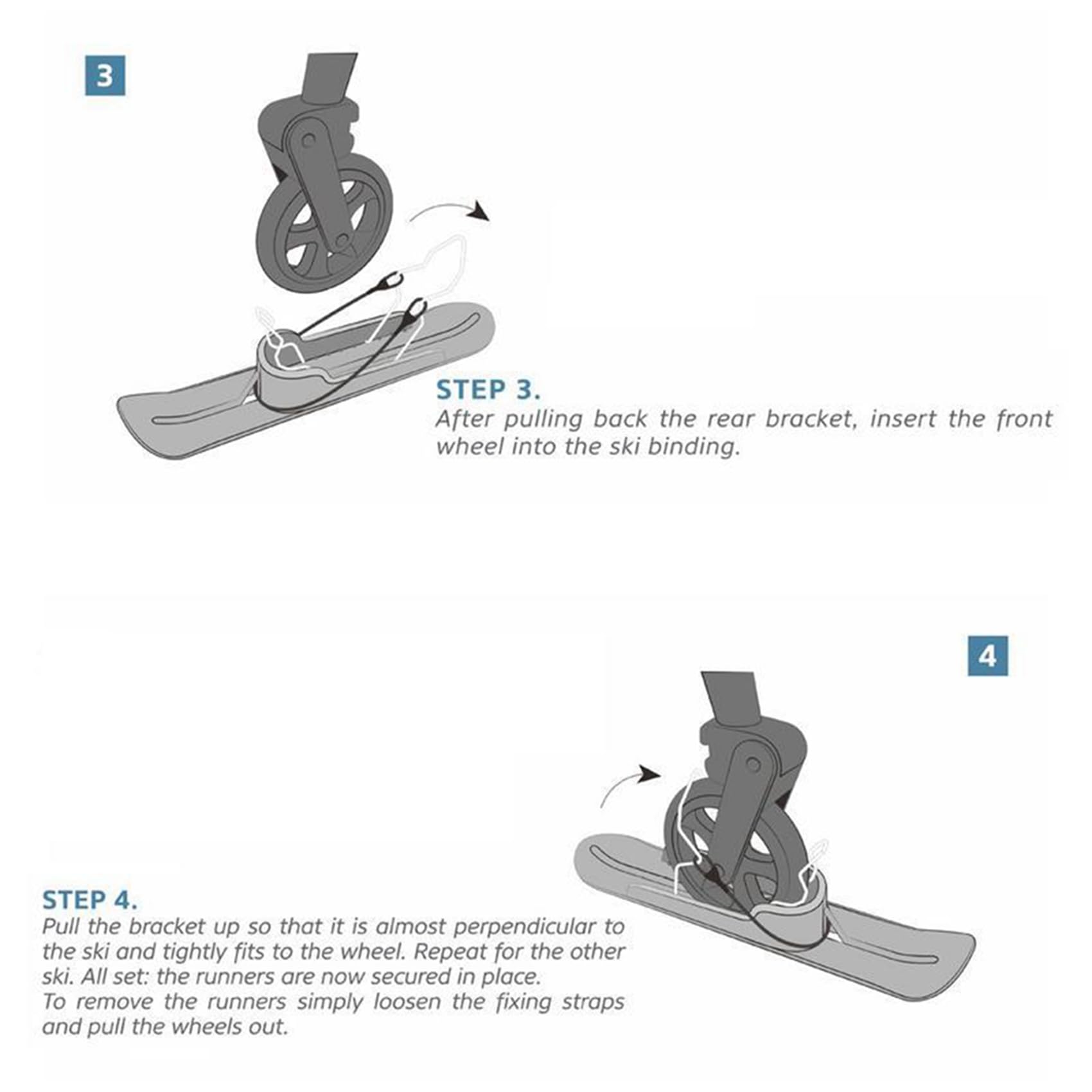 4X Plaque de Ski, Roues, Luge, Planche de Ski, Skateboard de Plage, Poussette, Draisiennes, Fauteuil Roulant pour Personnes Handicapées, Poussettes pour Animaux de Compagnie