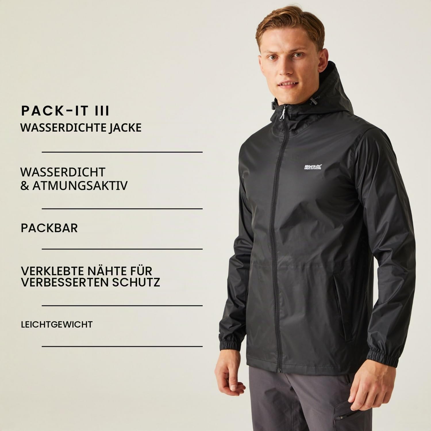 Regatta Herren Pack It III Wasserdichte Wanderjacke Pack-It III Pack-Away Atmungsaktiv Leicht – Bild 8